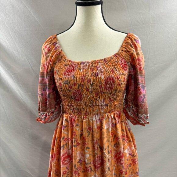 Boho Floral Print Ruffle Sleeve Dress - Picture 8 of 9